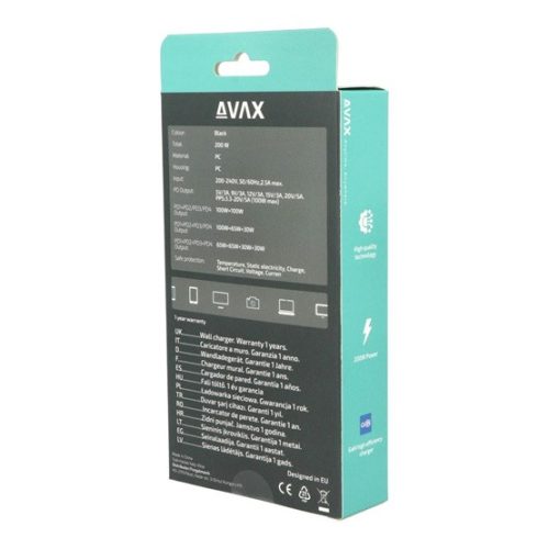 AVAX DC637 DESKY+ 4xType C (PD 3.0) 200W GaN gyorstöltő elosztó - Dobozsérült termék
