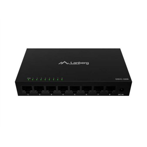 Lanberg 8 portos Gigabit Desktop Switch, fémházas, 12V