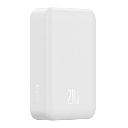 Baseus EnerFill FM41 Magnetic vezeték nélküli gyorstöltő powerbank 20000 mAh, 20W, fehér + 60W USB Type-C, 30cm kábel