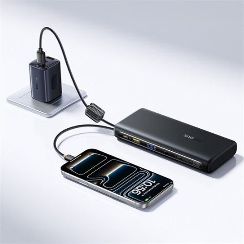 Baseus EnerFill FC41 gyorstöltő powerbank 25000 mAh 145W, beépített 2×USB Type-C kábel, fekete