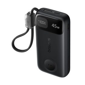   Baseus EnerFill FT31 gyorstöltő powerbank & Apple Watch 10000 mAh 45W, beépített USB Type-C kábel, fekete