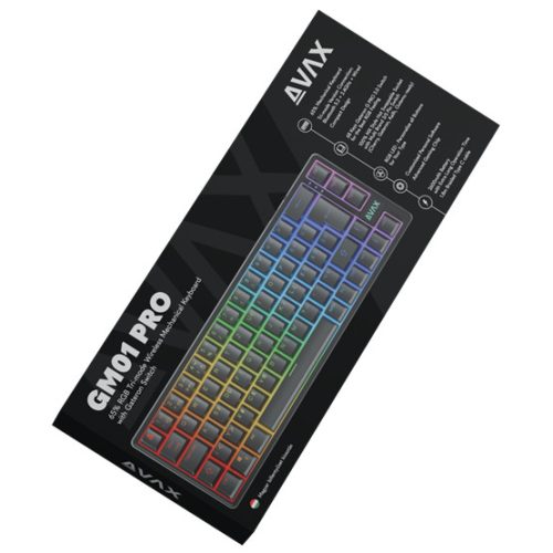 AVAX GM01 PRO 65% RGB tri-mode mechanikus billentyűzet Gateron piros switch, magyar kiosztás