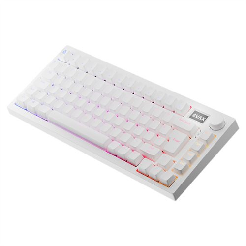 AVAX GM02 PRO Fehér 75% Gasket RGB tri-mode mechanikus billentyűzet Gateron piros switch, magyar kiosztás