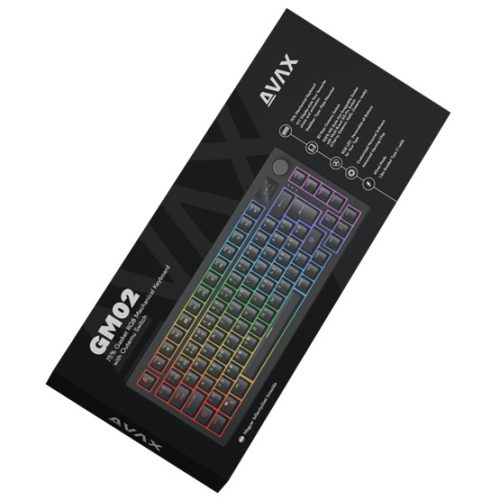 AVAX GM02 75% Gasket RGB mechanikus vezetékes billentyűzet Outemu piros switch, magyar kiosztás