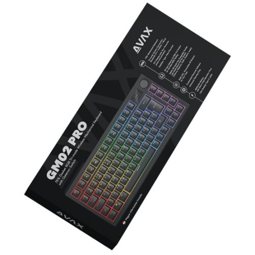 AVAX GM02 PRO 75% Gasket RGB tri-mode mechanikus billentyűzet Gateron sárga switch, magyar kiosztás