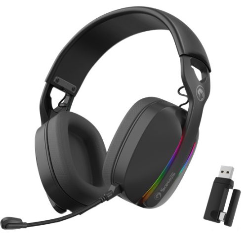 MARVO Pulz 70W vezeték nélküli fejhallgató - fekete - RGB világítás