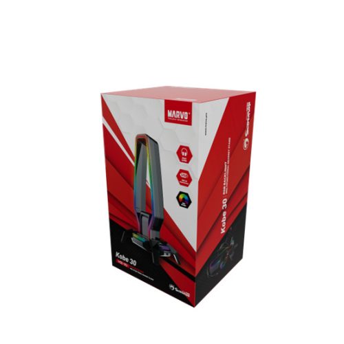 MARVO Kobe 30 RGB világítású fejhallgató tartó - fekete