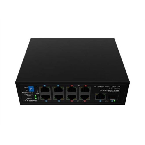 Lanberg Light Industrial 10 portos PoE Switch (8xPoE, 120W)
