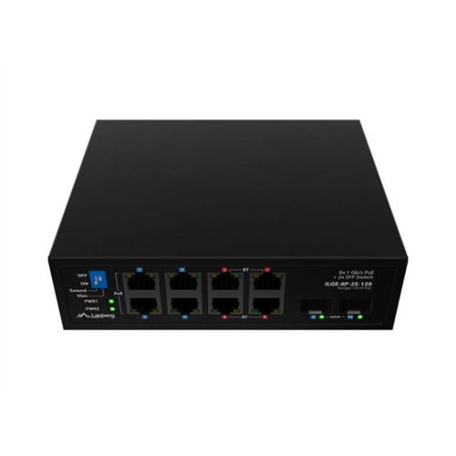 Lanberg Light Industrial 10 portos Gigabit PoE Switch (8xPoE, 2xSFP, 120W)
