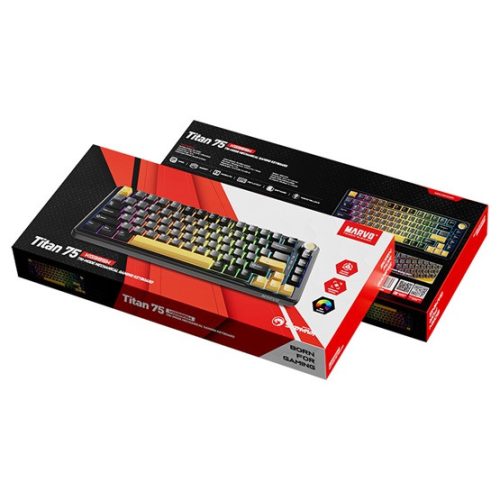 MARVO TITAN 75 vezeték nélküli gaming billentyűzet - Fekete - HU /Banana Crystal Linear/