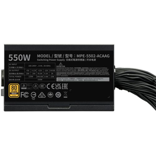 Cooler Master 550W - MWE Gold 550 V3 - MPE-5502-ACAAG-3BEU - 80+ Gold  - ATX 3.1 - Nem moduláris - Fekete Tápegység