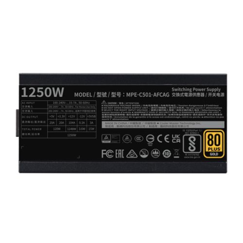 Cooler Master 1250W - MWE Gold 1250 - MPE-C501-AFCAG-3EEU - 80+ Gold ATX3.1 - Fekete Tápegység