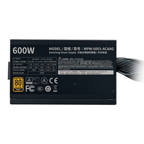 Cooler Master 600W - G600 Gold -  MPW-6001-ACAAG-NL - 80+ Gold - ATX 12V V2.52 - Fekete Tápegység - Bulk