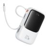 Baseus Qpow Pro+ gyorstöltő powerbank 10000 mAh, 22.5W, beépített USB Type-C kábel, fehér