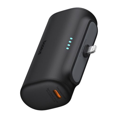 Baseus Compact gyorstöltő powerbank 5000 mAh, 20W iPhone csatlakozóval, fekete