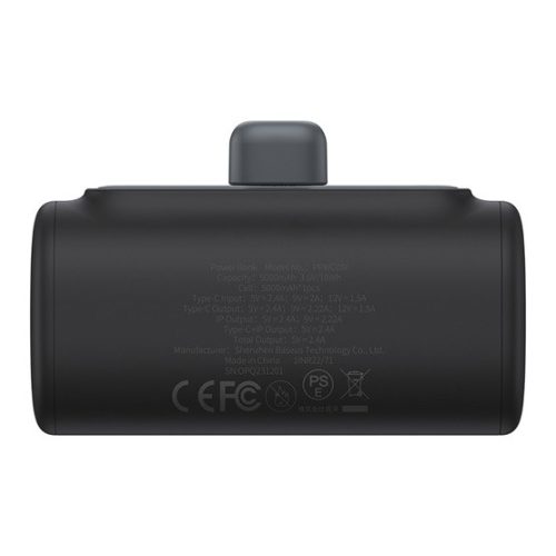 Baseus Compact gyorstöltő powerbank 5000 mAh, 20W iPhone csatlakozóval, fekete