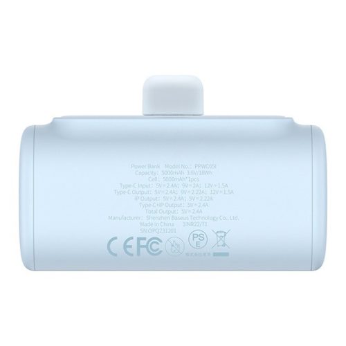 Baseus Compact gyorstöltő powerbank 5000 mAh, 20W iPhone csatlakozóval, kék