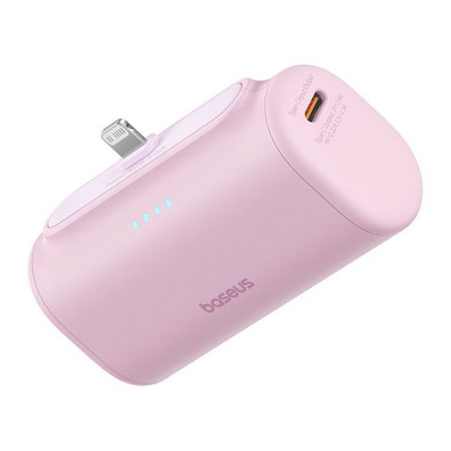 Baseus Compact gyorstöltő powerbank 5000 mAh, 20W iPhone csatlakozóval, rózsaszín