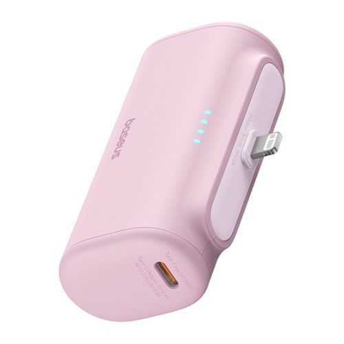 Baseus Compact gyorstöltő powerbank 5000 mAh, 20W iPhone csatlakozóval, rózsaszín