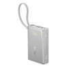 Baseus PicoGo gyorstöltő powerbank 10000 mAh, 45W, beépített USB Type-C kábel, ezüst