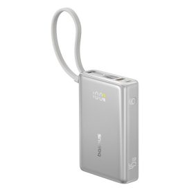   Baseus PicoGo gyorstöltő powerbank 10000 mAh, 45W, beépített USB Type-C kábel, ezüst