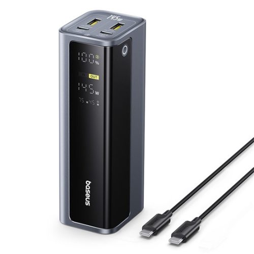 Baseus EnerGeek GP12 gyorstöltő powerbank 20800 mAh, 145W, szürke + 100W USB Type-C, 1m kábel