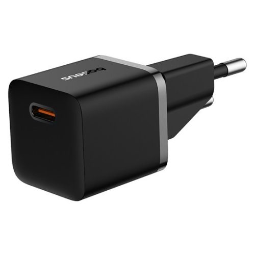 Baseus GaN5 Mini hálózati gyorstöltő 20W, USB Type-C, fekete + 100W USB Type-C, 1m kábel
