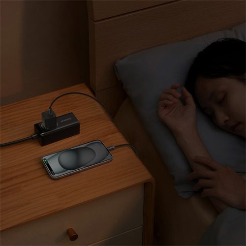 Baseus GaN5 Mini hálózati gyorstöltő 20W, USB Type-C, fekete + 100W USB Type-C, 1m kábel