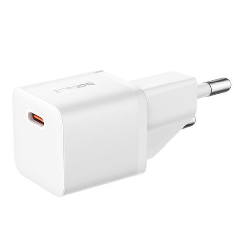 Baseus GaN5 Mini hálózati gyorstöltő 20W, USB Type-C, fehér + 100W USB Type-C, 1m kábel