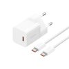 Baseus GaN5 Mini hálózati gyorstöltő 30W, USB Type-C, fehér + 100W USB Type-C, 1m kábel
