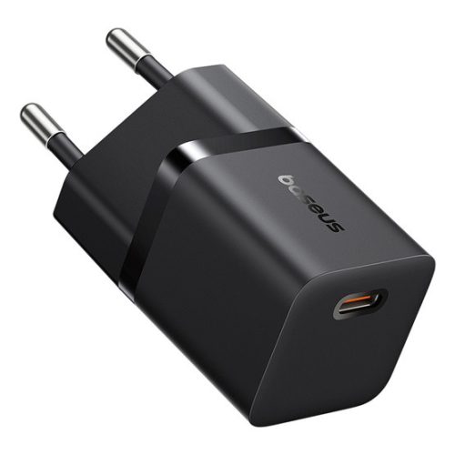 Baseus GaN5 Mini hálózati gyorstöltő 25W, USB Type-C, fekete + 100W USB Type-C, 1m kábel