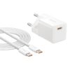 Baseus GaN5 Mini hálózati gyorstöltő 25W, USB Type-C, fehér + 100W USB Type-C, 1m kábel