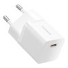 Baseus GaN5 Mini hálózati gyorstöltő 25W, USB Type-C, fehér + 100W USB Type-C, 1m kábel