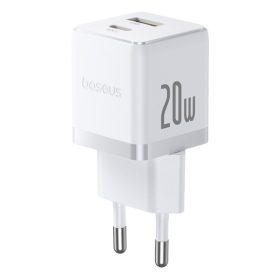   Baseus Palm hálózati gyorstöltő 20W, USB Type-C + USB Type-A, fehér