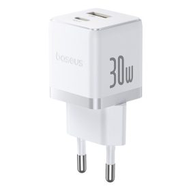   Baseus Palm hálózati gyorstöltő 30W, USB Type-C + USB Type-A, fehér