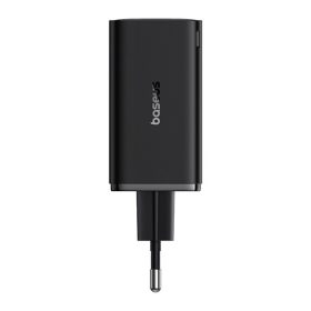   Baseus GaN6 Pro hálózati gyorstöltő 65W, 2×USB Type-C + 2×USB Type-A, fekete + 100W USB Type-C, 1m kábel