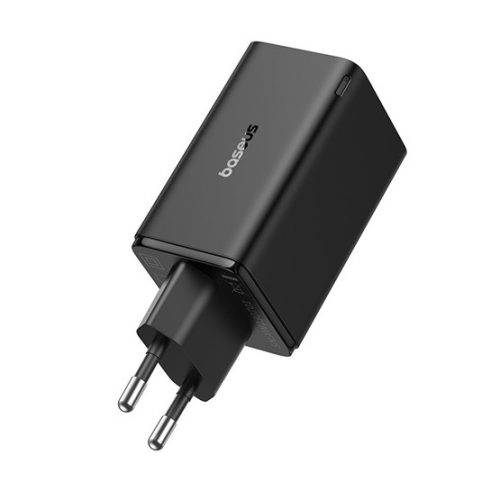 Baseus GaN6 Pro hálózati gyorstöltő 65W, 2×USB Type-C + 2×USB Type-A, fekete + 100W USB Type-C, 1m kábel