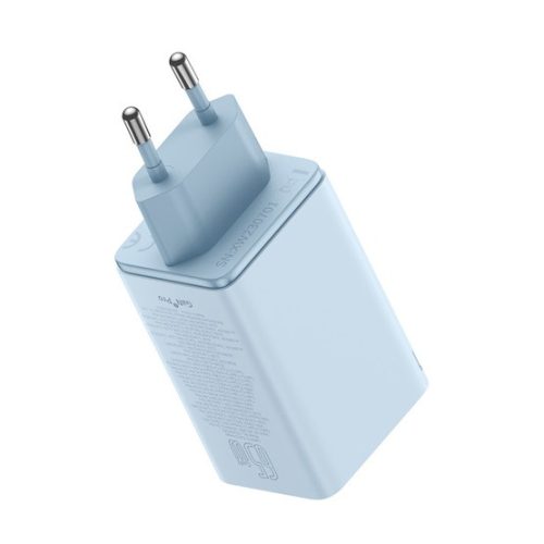 Baseus GaN6 Pro hálózati gyorstöltő 65W, 2×USB Type-C + 2×USB Type-A, kék + 100W USB Type-C, 1m kábel
