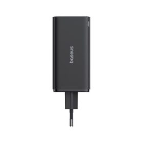   Baseus GaN6 Pro hálózati gyorstöltő 100W, 2×USB Type-C + 2×USB Type-A, fekete + 100W USB Type-C, 1m kábel