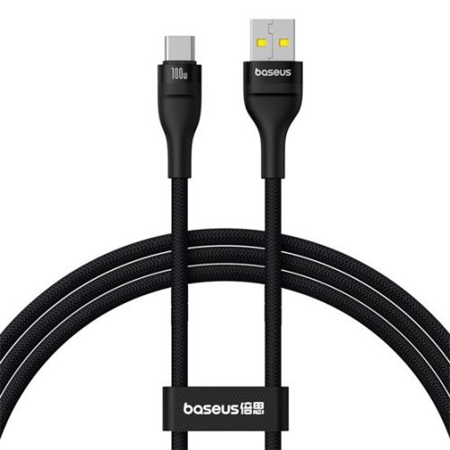 Baseus Flash 2 USB Type-A – USB Type-C, 100W gyorstöltő adatkábel, 1m, fekete