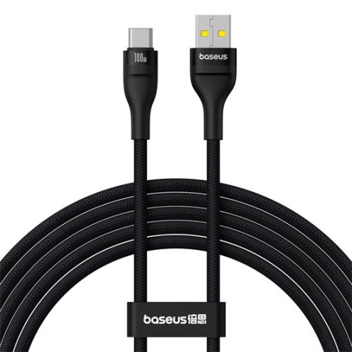 Baseus Flash 2 USB Type-A – USB Type-C, 100W gyorstöltő adatkábel, 2m, fekete