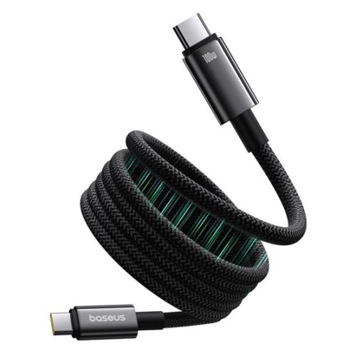 Baseus Tungsten Gold Magnetic USB Type-C, 100W gyorstöltő adatkábel, 1m, fekete