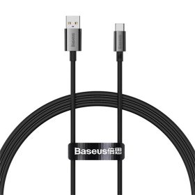   Baseus Superior USB Type-A – USB Type-C, 100W gyorstöltő adatkábel, 1m, fekete