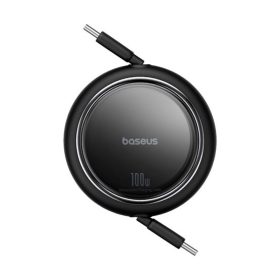   Baseus Free2Draw Mini USB Type-C, 100W automata behúzós gyorstöltő adatkábel, 1m, fekete