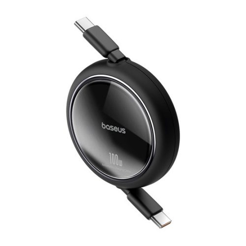 Baseus Free2Draw Mini USB Type-C, 100W automata behúzós gyorstöltő adatkábel, 1m, fekete