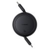 Baseus Free2Pull Mini USB Type-C, 60W automata behúzós gyorstöltő adatkábel, 1m, fekete