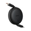 Baseus Free2Pull Mini USB Type-C, 60W automata behúzós gyorstöltő adatkábel, 1m, fekete