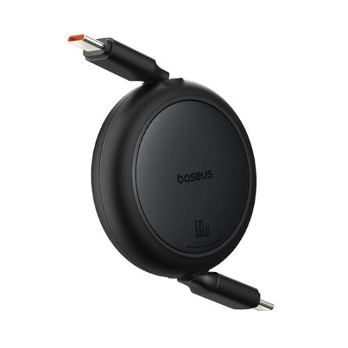 Baseus Free2Pull Mini USB Type-C, 60W automata behúzós gyorstöltő adatkábel, 1m, fekete