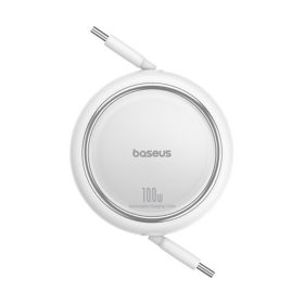   Baseus Free2Draw Mini USB Type-C, 100W automata behúzós gyorstöltő adatkábel, 1m, fehér