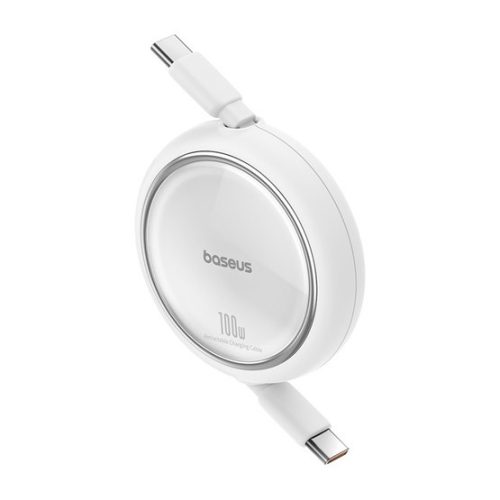 Baseus Free2Draw Mini USB Type-C, 100W automata behúzós gyorstöltő adatkábel, 1m, fehér